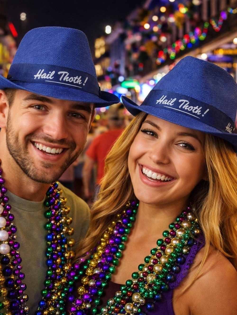 Krewe of Thoth Mardi Gras Blue Fedora Hat Hail Thoth New Orleans Parade